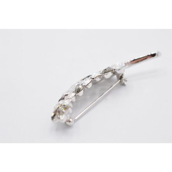 Givenchy Vintage Leaf Pin Brooch Gray Crystal Runway Rare Signed 1980s Bin8 - Picture 6 of 10